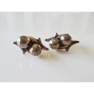 Vintage AM Mexico Sterling Silver Ball Screw On Earrings